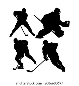 silhouettes of hockey players vector illustration
