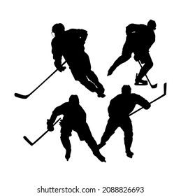 silhouettes of hockey players vector illustration