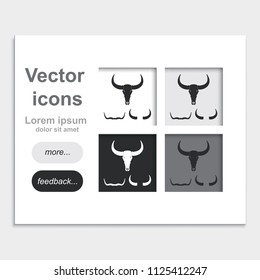 Silhouettes of horns flat placed on web page template vector icons.