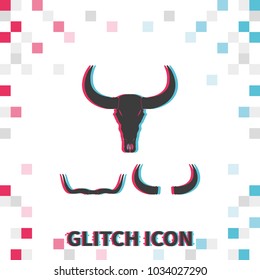 Silhouettes of horns  glitch effect vector icons.