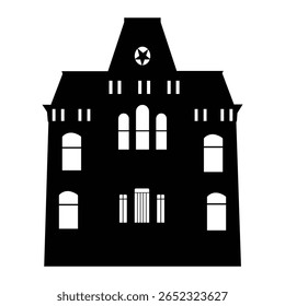 silhouettes of horror house on white background
