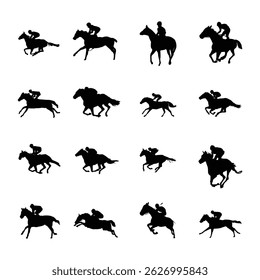 Silhouettes of Horse Riders in Dynamic Racing Poses