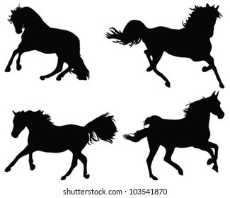 Silhouettes of horses -vector