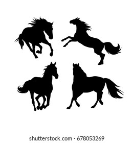 Siluetas de caballos, vectorial