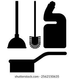 Silhouettes of Housework Tools and Cleaning Equipment