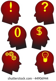 Silhouettes of human goals in a structure with Symbols ideas and feelings in a vector