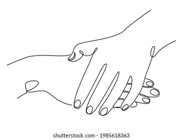 Silhouettes of human hands, applause, in a modern one line style. Continuous line drawing, aesthetic outline for home decor, posters, wall art, stickers, logo. Vector illustration.
