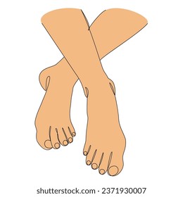Silhouettes of human legs, foot in modern one line style. Continuous line drawing, aesthetic outline for home decor, posters, wall art, stickers, logo. Vector illustration.