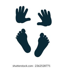 Silhouettes of human palms and feet.