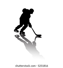 Silhouettes of the ice hockey player(vector)