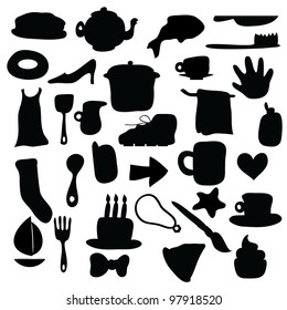 silhouettes icons for web, objects, background and others