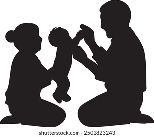 silhouettes illustration of grandparents and grandchild