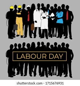 Silhouettes image vector of workers. Builder element for Labour day design concept for poster, business advertising, backdrop, banner. Eps 10