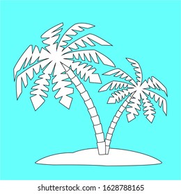 The silhouettes and images of palm trees.