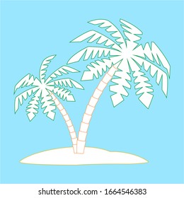 The silhouettes and images of palm trees.