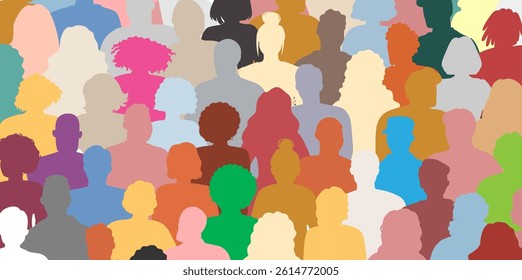 Silhouettes of individuals in diverse colors fill the scene, reflecting a lively atmosphere of unity and community during a festive event or gathering in a joyful setting