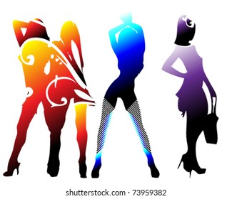 Silhouettes isolated on white background