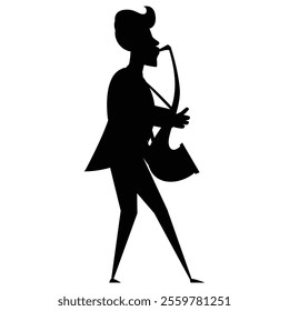 Silhouettes of Jazz Musicians Icon for Music and Performance Themes