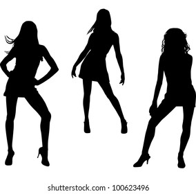 Silhouettes of joyful women