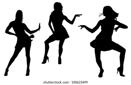 Silhouettes of joyful women