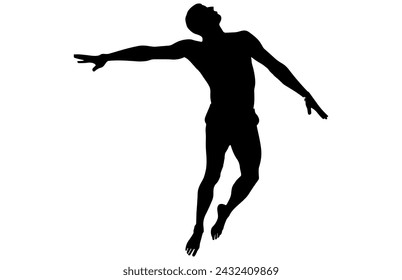 Silhouettes of jumping people,Jumping group people silhouette. People jumping,
