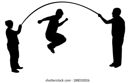 Silhouettes of jumping rope-vector 