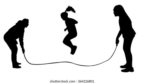 Silhouettes of jumping rope-vector 