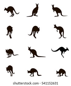 Silhouettes kangaroo isolated on a white background.