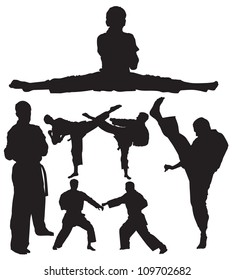 silhouettes of karate