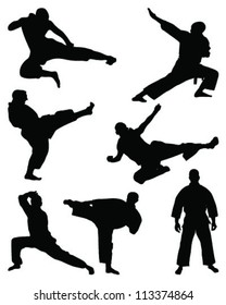 silhouettes of karate-vector