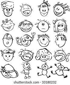 Silhouettes of kid faces.