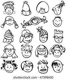 Silhouettes of kid faces.