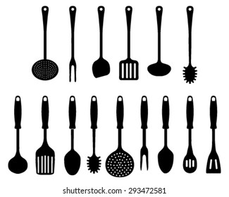 Silhouettes of kitchen accessories