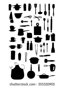 Silhouettes of kitchen items