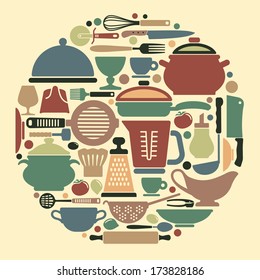 Silhouettes of kitchen ware and utensils