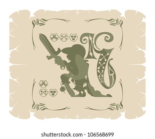 Silhouettes of knights frames 4, vector