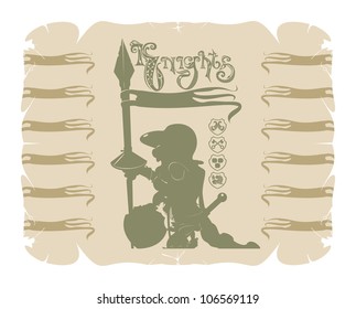 Silhouettes of knights frames 7, vector