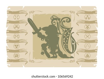 Silhouettes of knights frames 8, vector