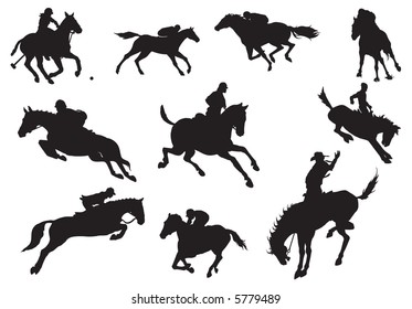 Silhouettes of knights and horse-vector