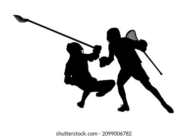 silhouettes of lacrosse players vector illustration