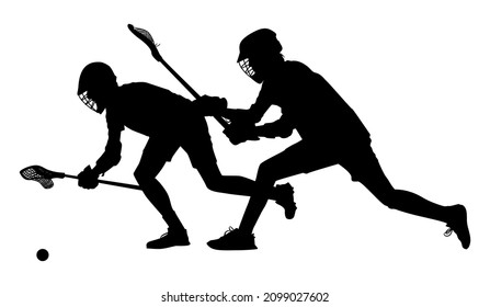 silhouettes of lacrosse players vector illustration