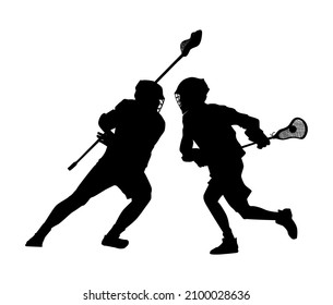 silhouettes of lacrosse players vector illustration