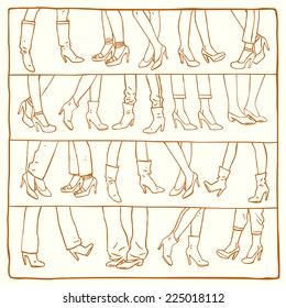 Silhouettes of ladies legs