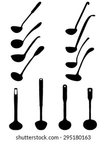 Silhouettes of ladle, vector