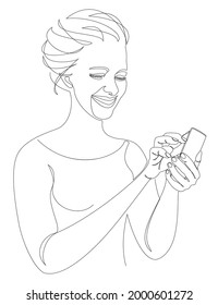 Silhouettes Lady She Communicates On Phone Stock Vector (Royalty Free ...