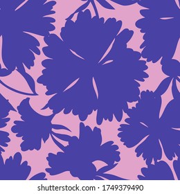 Silhouettes of large garden flowers. Lush petals and buds. Vintage style. Summer floral seamless pattern made of  abstract meadow flowers. Florals shadows ornament. Textile and fabric design.