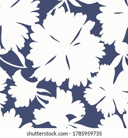 Silhouettes of large garden flowers. Lush petals and buds. Vintage style. Summer floral seamless pattern made of  abstract meadow flowers. Florals shadows ornament. Textile and fabric design.