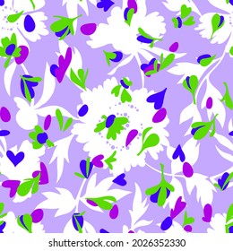 Silhouettes of large garden flowers. Lush petals and buds. Vintage style. Summer floral seamless pattern made of  abstract meadow flowers. Florals shadows ornament. Textile and fabric design.