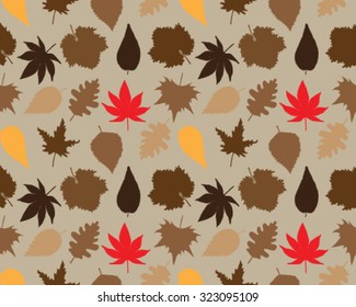 Silhouettes of leaves, background, seamless, vector, isolated, wallpaper
