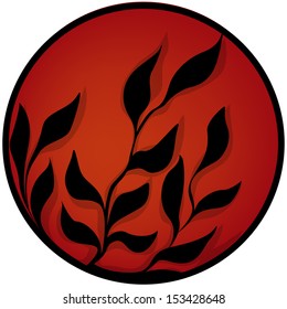 Silhouettes of Leaves on a Red Background